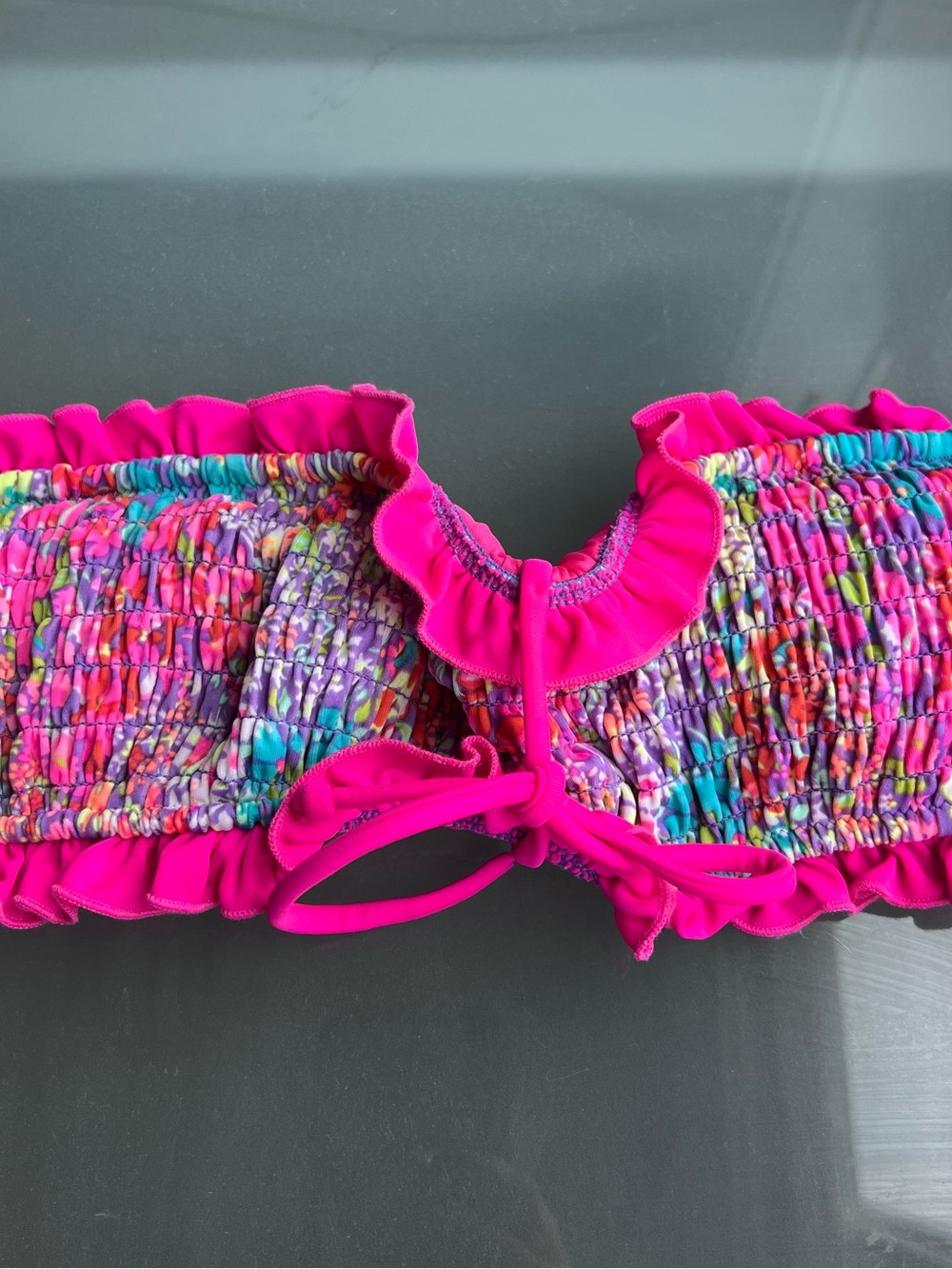 Victoria's Secret Hot Pink Floral Trim Bikini Bottoms - Picture 3 of 8